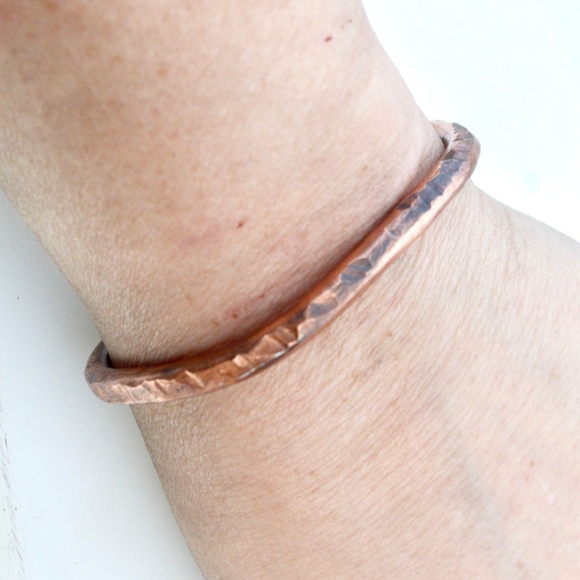 Heavy Gauge Solid Copper Cuff Bracelet Rustic Boho - Picture 6 of 8